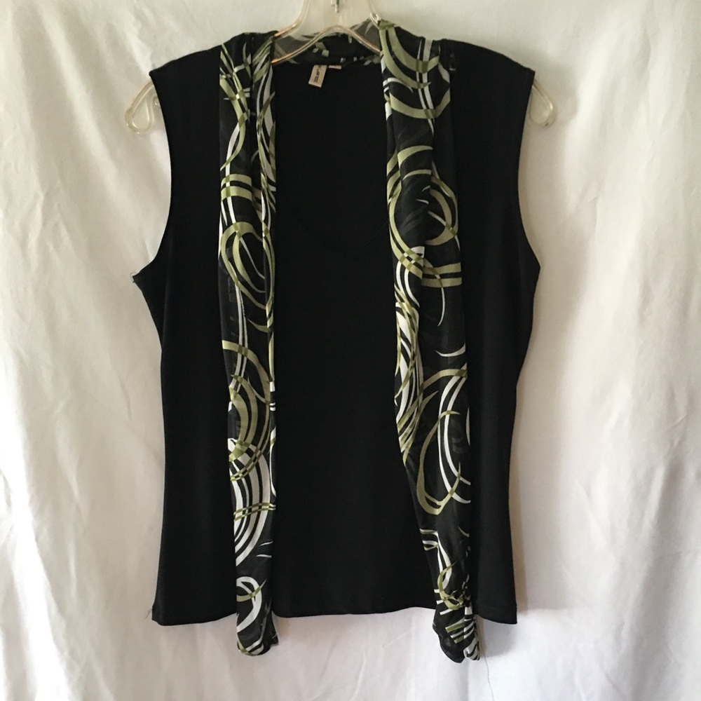 SUSAN LAWERENCE  Black Sleeveless  Blouse   SIZE L
